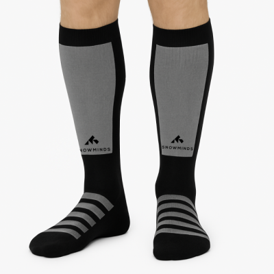 Merino Ski Socks (thin) - Unisex - Black/Striped